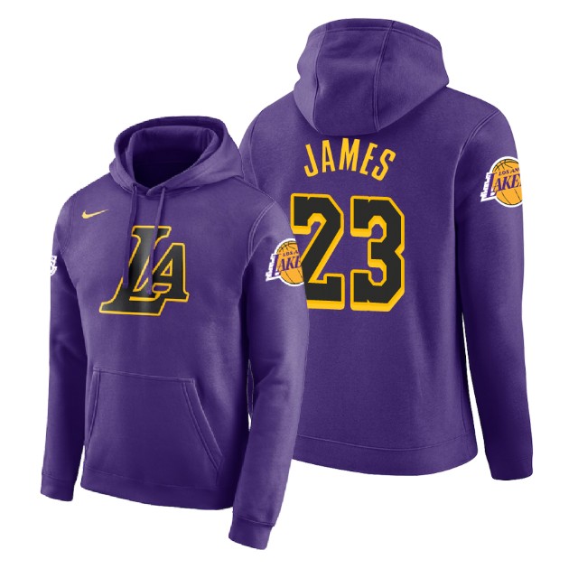 Men's Los Angeles Lakers LeBron James #23 NBA 2018 Male City Edition Purple Basketball Hoodie GOL8883WX